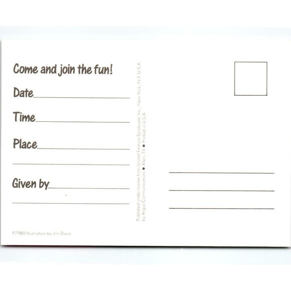 Garfield Cat Christmas Party Postcard I Have Eggs You Bring Nog Jim Davis 1978 - Picture 2 of 2